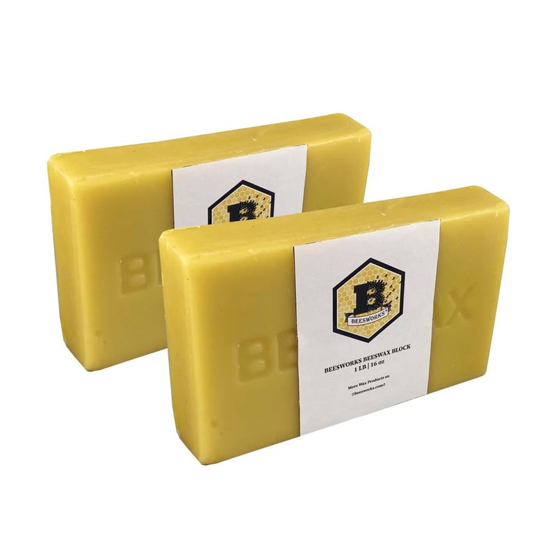 Beesworks Yellow Beeswax Bars (2 lbs) | 100% Pure, Cosmetic Grade, Triple-Filtered Beeswax for DIY Skin Care, Lip Balm, Lotion and Candle Making (1 lb Bars - Pack of 2) - Image 1